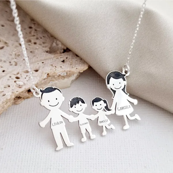 Lantisor Familie - 4 Membri - Argint 925