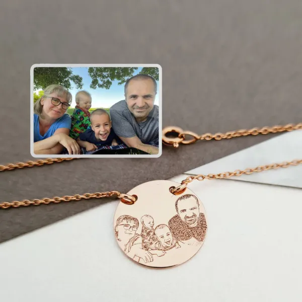 Lantisor personalizat cu poza - Clipa pretioasa - Pandant 17 mm cu 2 prinderi - Argint 925 placat cu Aur Roz 18K
