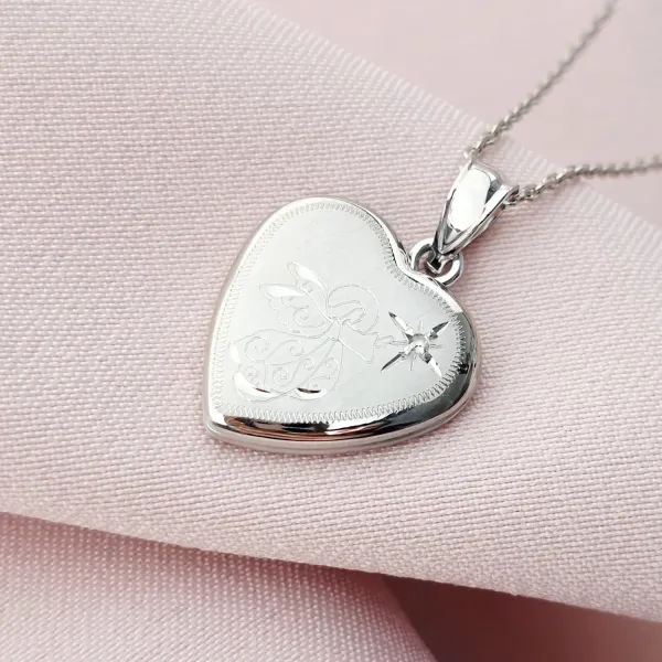 Medalion inima cu poze in interior - Angel Sparkle - Argint 925