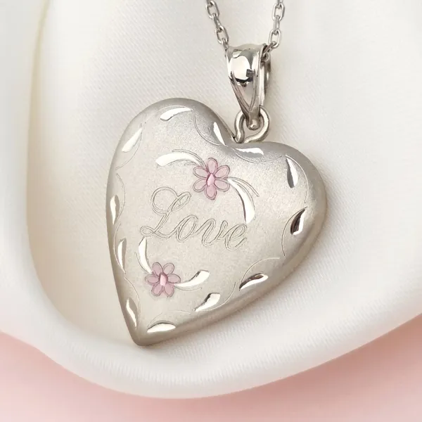 Medalion inima cu poze in interior - Love Blossoms - Argint 925 Rodiat