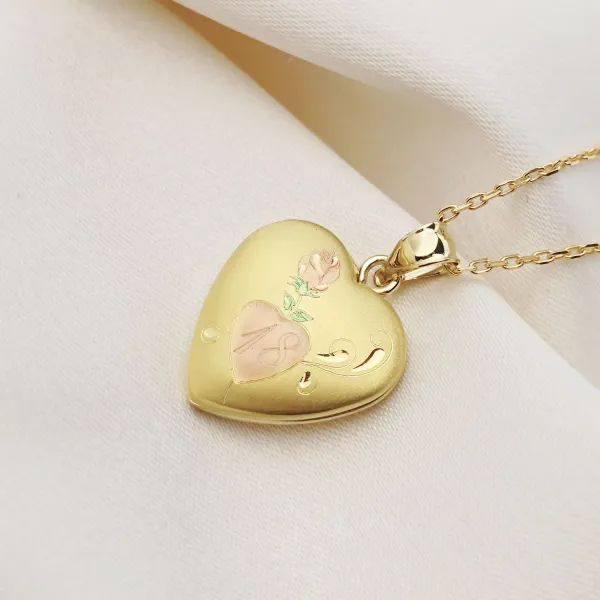 Medalion inima cu poze in interior - Rose 18 Memories - Argint 925 placat cu Aur Galben 18K
