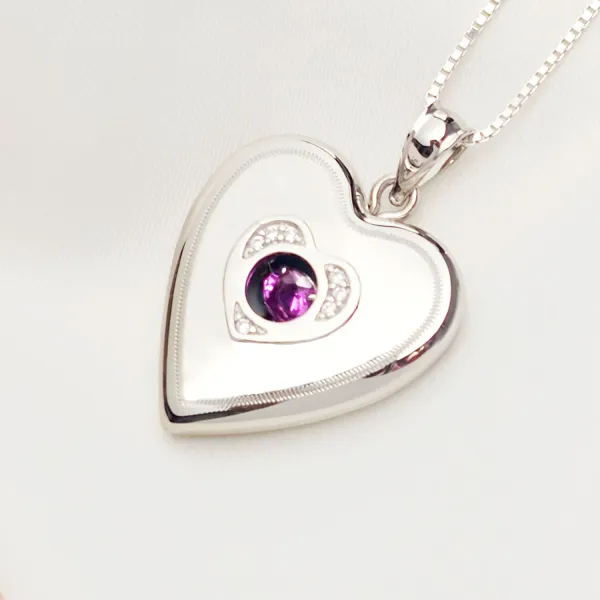 Medalion inima cu poze in interior - Rose Shimmer - Argint 925 Rodiat - Cristale Zirconia