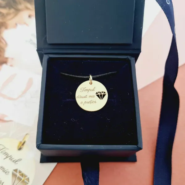 Pandantiv Timpul meu pretios - Argint 925 placat cu Aur Galben 18K