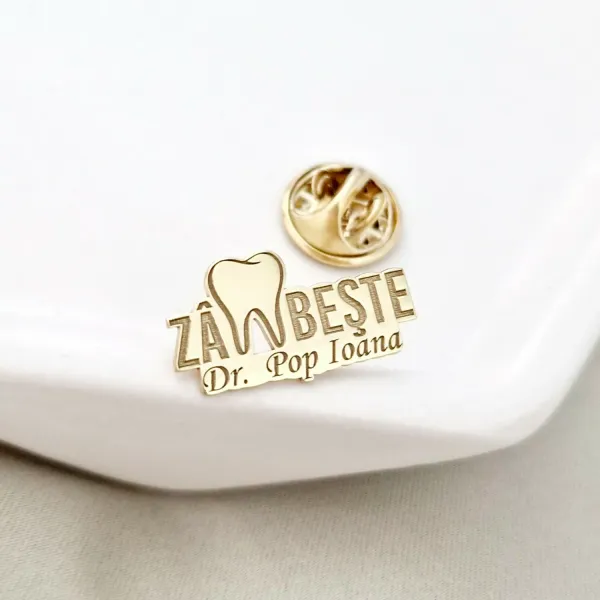 Pin Zambeste - persoalizat cu nume –  Argint 925 placat cu Aur Galben 18K
