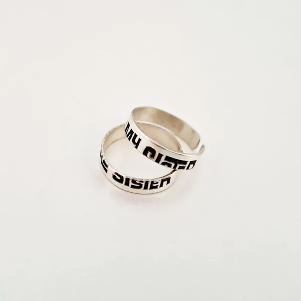 Set 2 inele personalizate - Proud of my sister - Argint 925