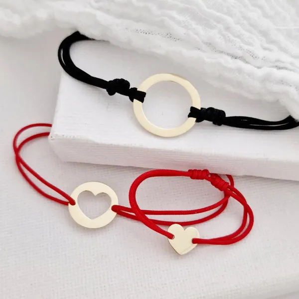 Set 3 bratari - Tata, mama si copil - Puzzle Familie - disc, banut si inima -  Aur Galben 9K