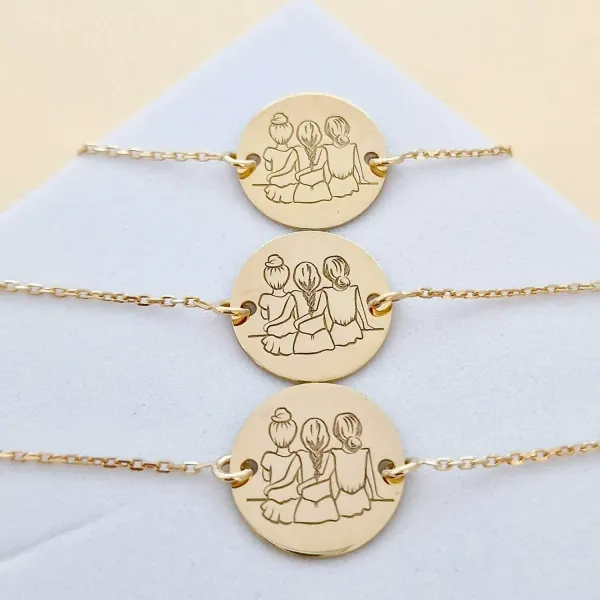 Set Cadou 3 bratari surori / prietene - banut si lantisor din Argint 925 placat cu Aur Galben 18K