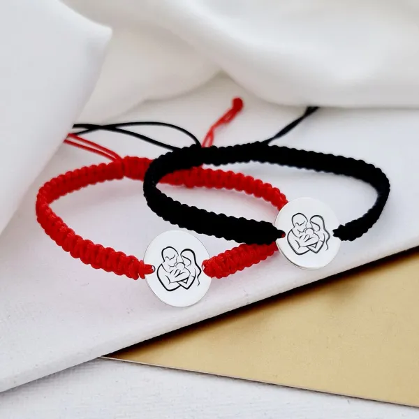 Set CADOU Parinti - Bratara banut personalizata -  Proaspeti parinti - Argint 925, snur impletit
