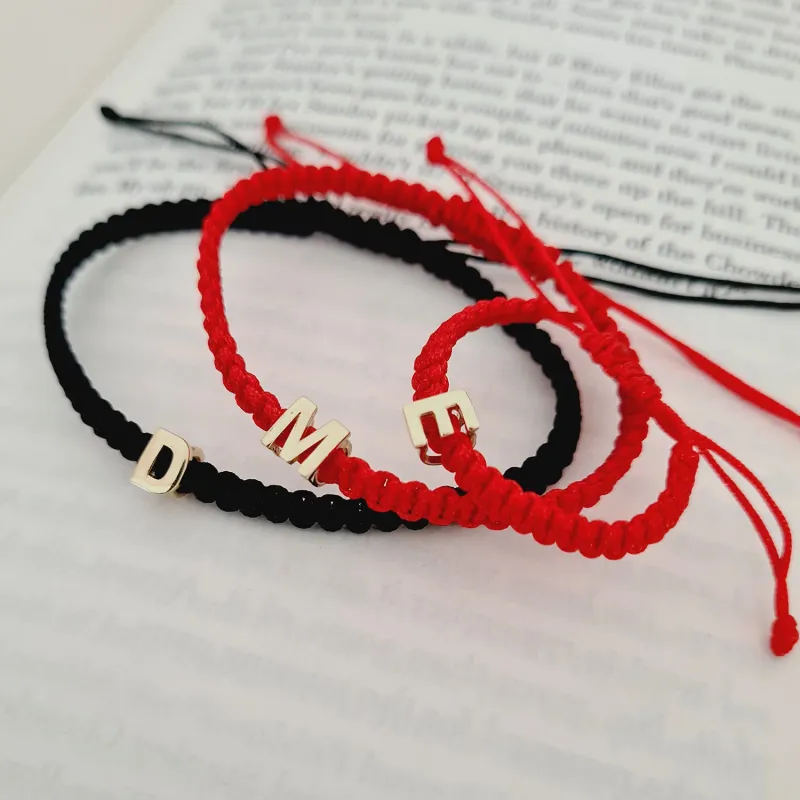 Set Initiale Familie - Aur Galben 14K - Snur impletit reglabil picture - 2