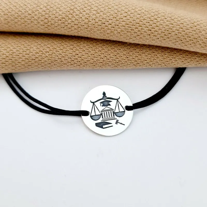 Bratara banut personalizata - simbol Justitie - Argint 925, snur reglabil diverse culori picture - 2