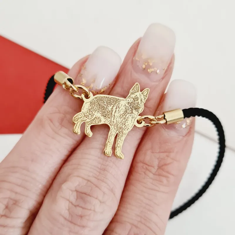 Bratara caine iubit - Personalizare cu poza - Argint 925 placat cu Aur Galben 18K - Snur gros, model fix picture - 3