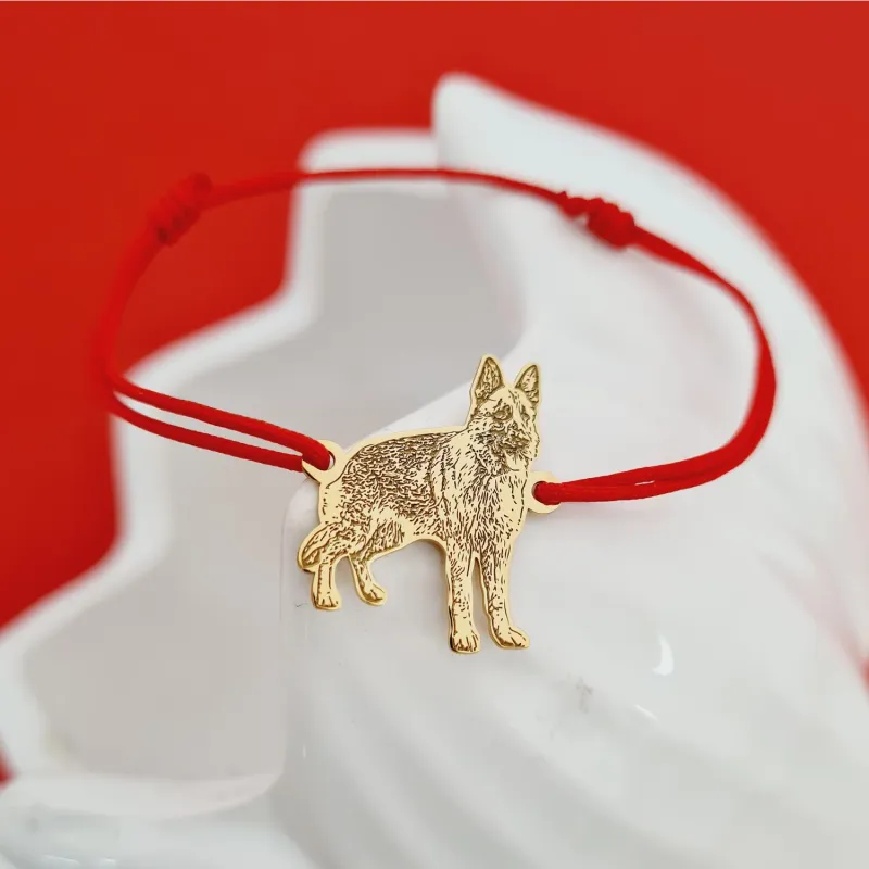 Bratara caine iubit - Personalizare cu poza - Argint 925 placat cu Aur Galben 18K - Snur reglabil, diverse culori picture - 3