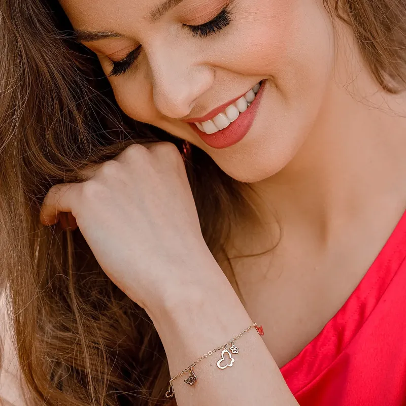 Bratara colectia Fairyland - Majestic butterflies - Argint 925 placat cu Aur Galben si Roz 18K picture - 5