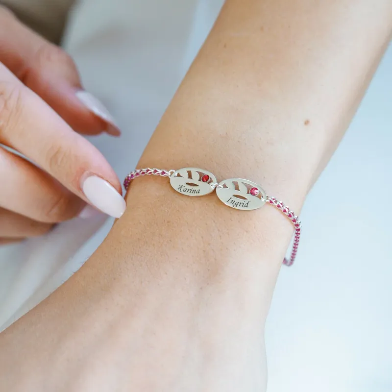 Bratara cromatica - Frunze personalizate - Model cu lant impletit cu Zirconii - Argint 925 si cristale Swarovski picture - 2