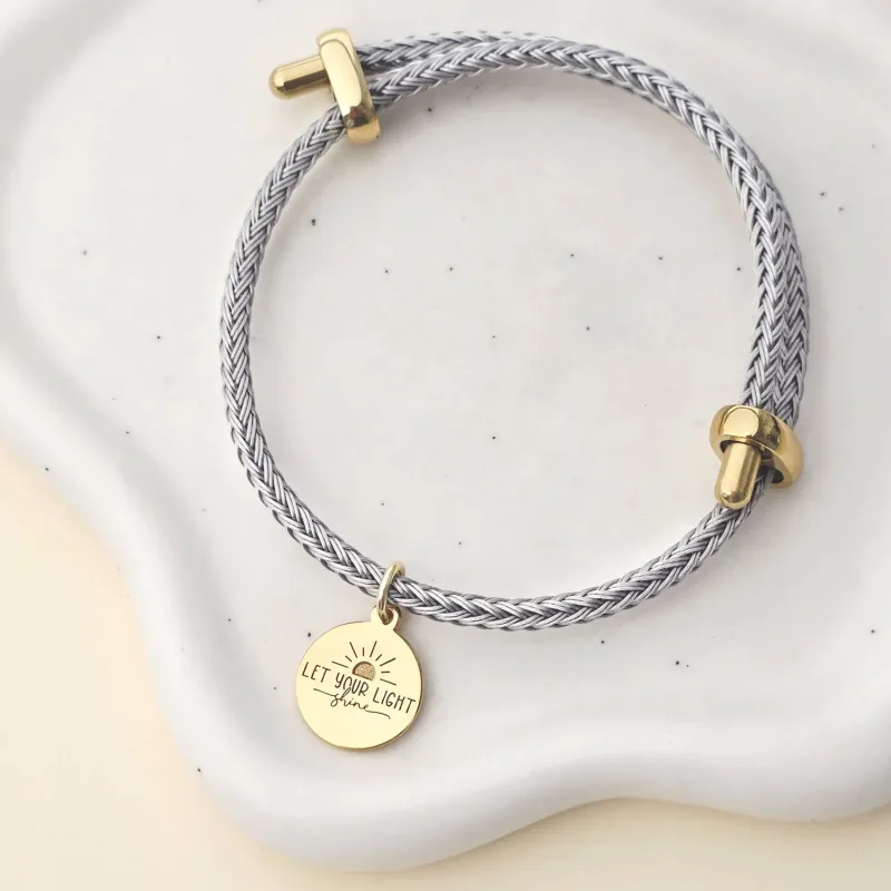 Bratara cu Snur gros impletit - Let Your Light Shine - Argint 925 placat cu Aur Galben 18K picture - 3
