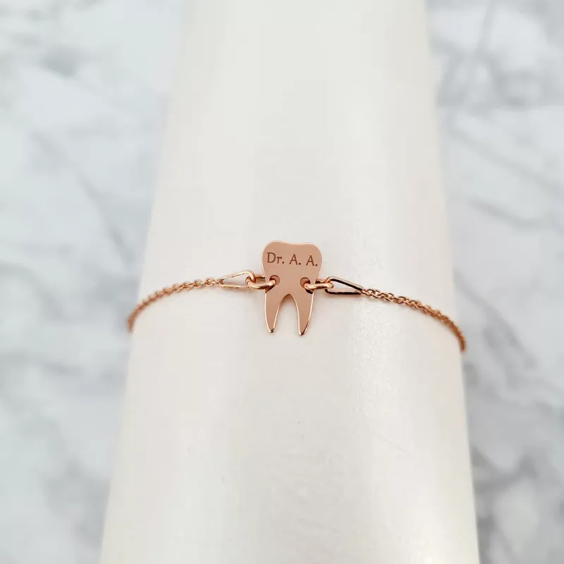 Bratara dinte cu lantisor - Argint 925 placat cu Aur roz 18k picture - 3