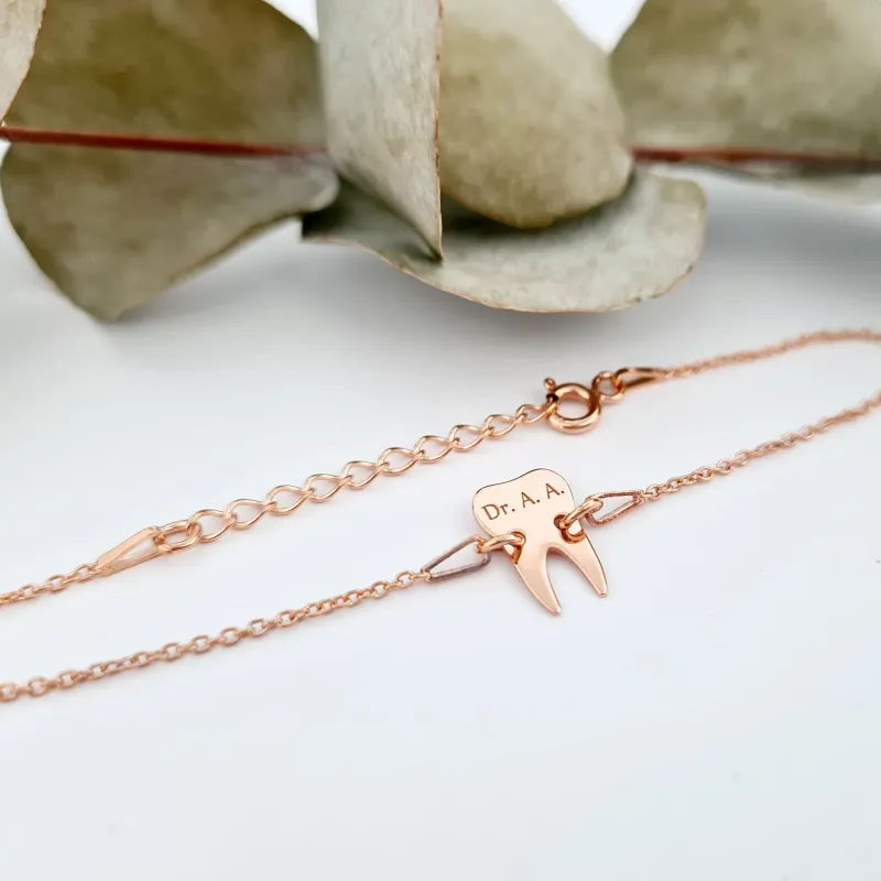 Bratara dinte cu lantisor - Argint 925 placat cu Aur roz 18k picture - 5