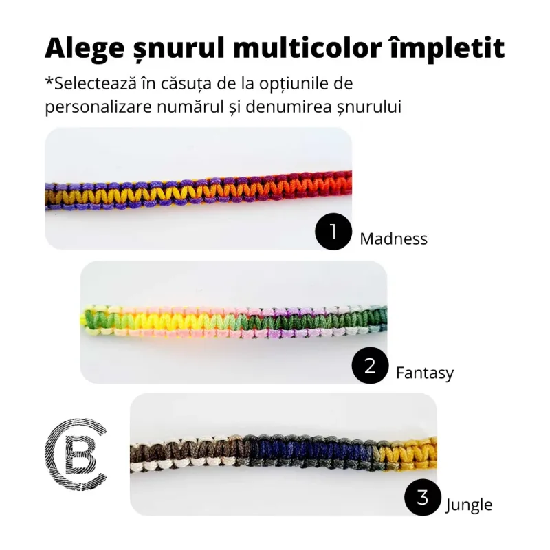Bratara personalizata cu snur impletit multicolor - Pandantiv infinit - Aur Galben 14K picture - 5