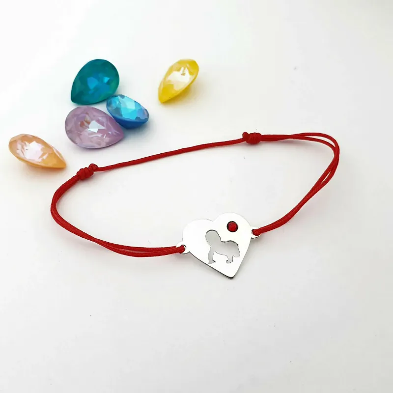 Bratara inima cu bebelus decupat - Argint 925 - Cristal Swarovski  - cu snur reglabil picture - 2