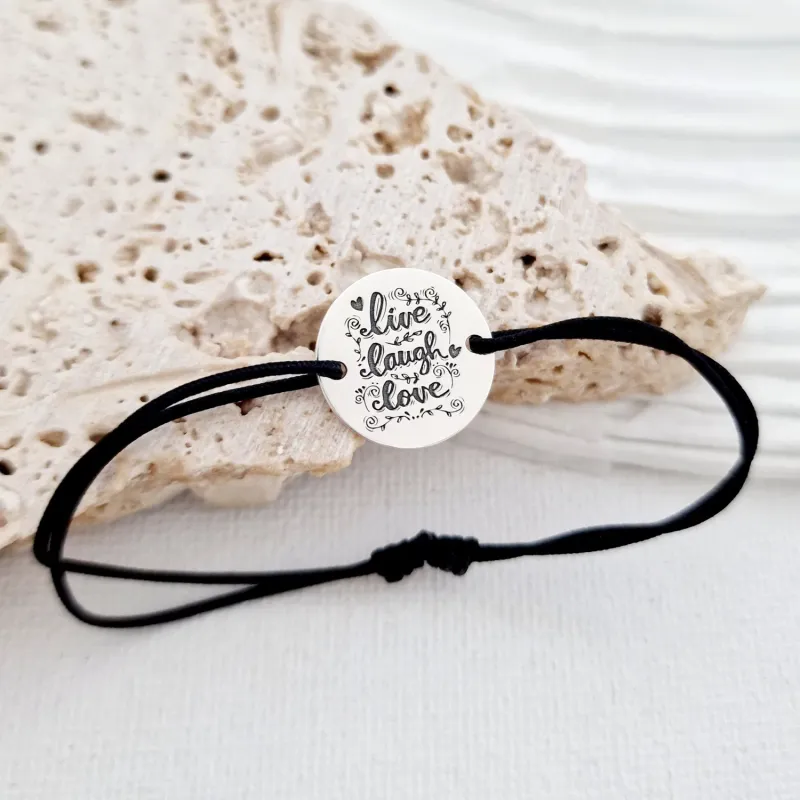 Bratara Live Laugh Love - Argint 925, snur negru picture - 3