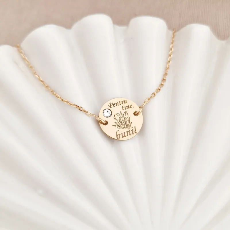 Bratara Pentru tine buni - Argint 925 placat cu Aur Galben 18K si Cristal Swarovski -  cu lantisor picture - 2