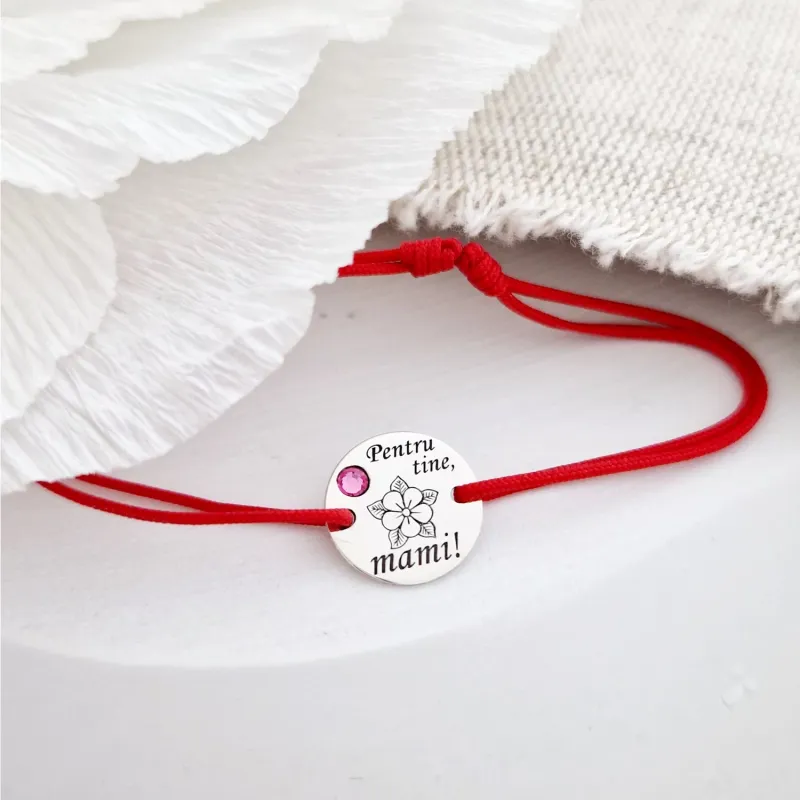 Bratara Pentru tine mami - Argint 925 si Cristal Swarovski - Snur reglabil, diverse culori picture - 3