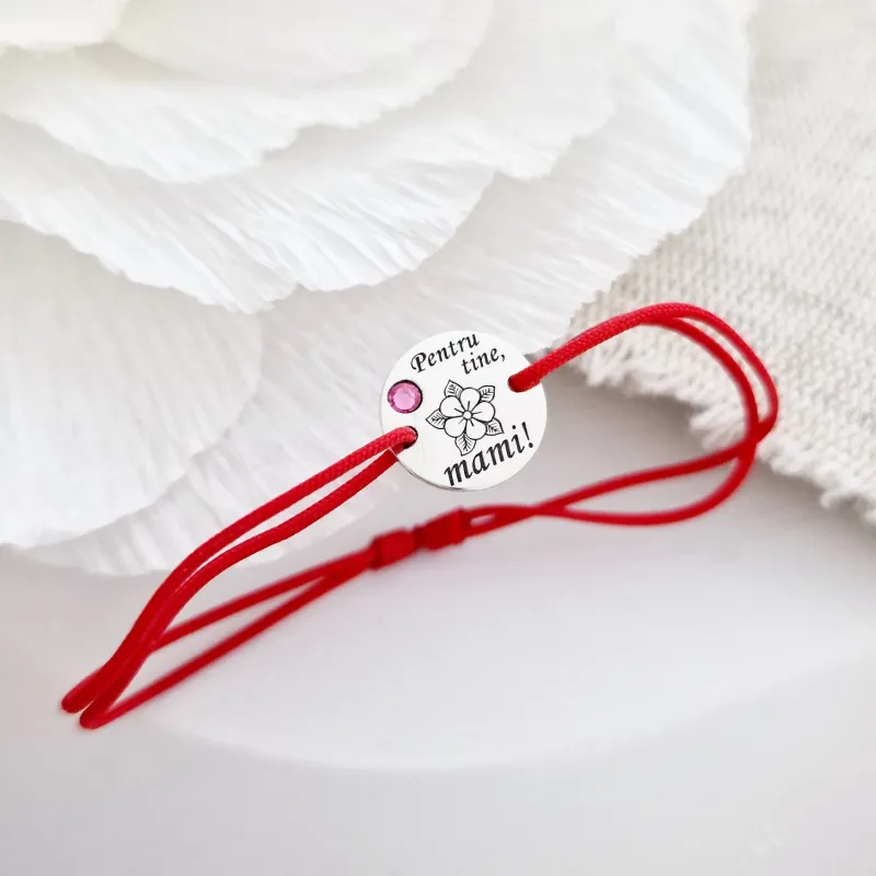 Bratara Pentru tine mami - Argint 925 si Cristal Swarovski - Snur reglabil, diverse culori picture - 5