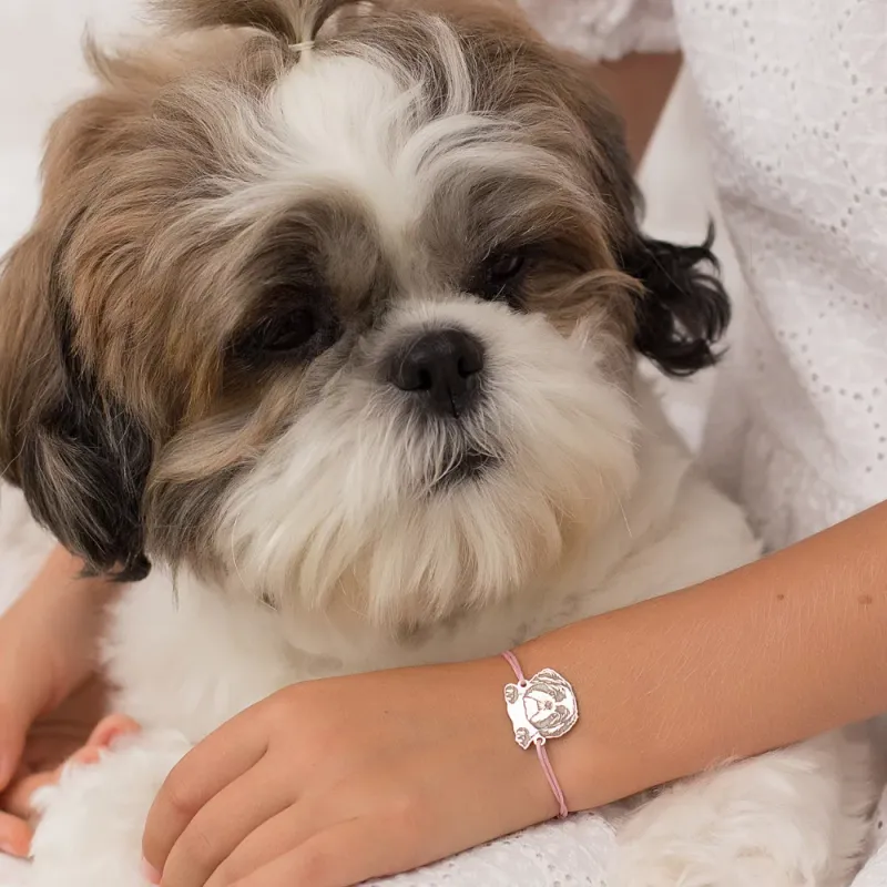 Bratara personalizata - Caine rasa Shih Tzu - Argint 925 - snur reglabil diverse culori picture - 11