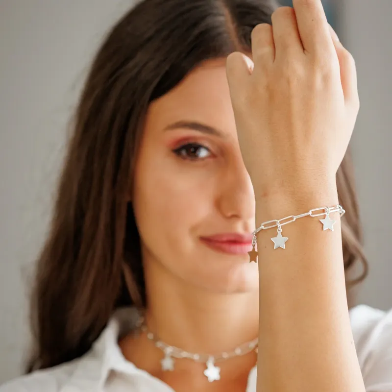 Bratara personalizata - Star Elements - Lant cu zale dreptunghiulare - Argint 925 picture - 6