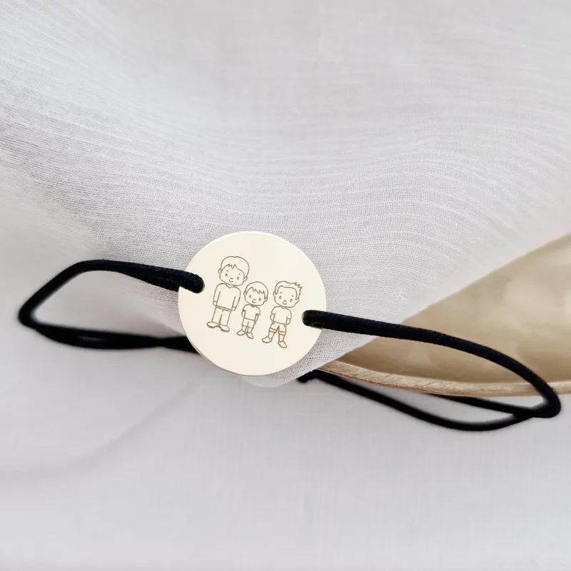 Bratara personalizata cu membri familiei - Banut 15 mm - Aur Galben 14K - snur reglabil picture - 3