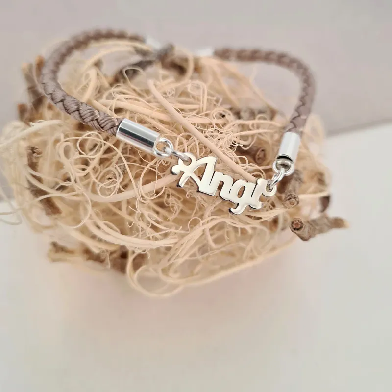 Bratara personalizata cu nume -  Argint 925 - Snur 3 mm si inchizatoare tip carabina picture - 2