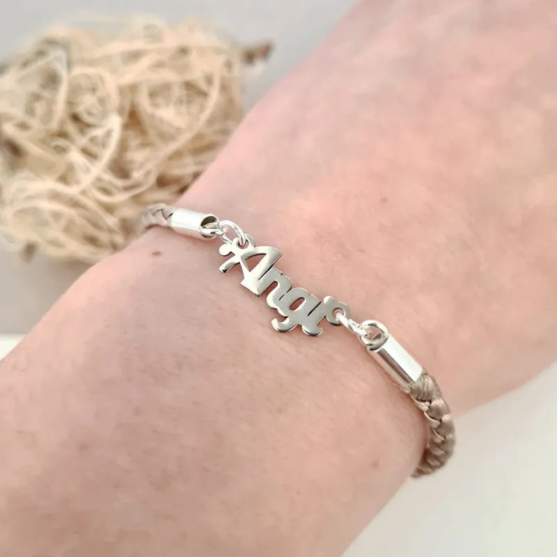 Bratara personalizata cu nume -  Argint 925 - Snur 3 mm si inchizatoare tip carabina picture - 3