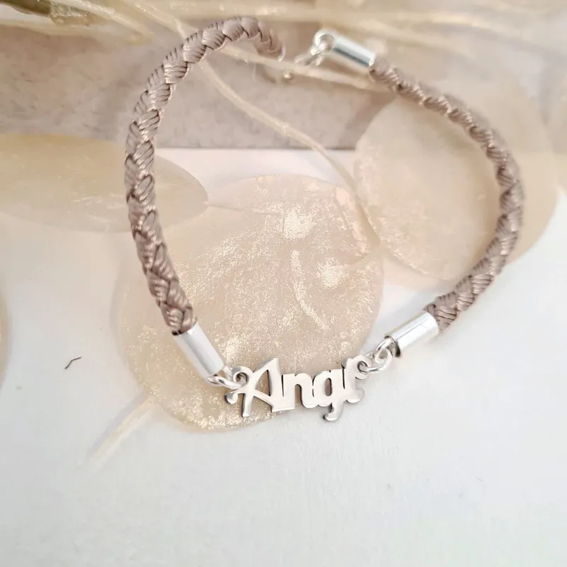 Bratara personalizata cu nume -  Argint 925 - Snur 3 mm si inchizatoare tip carabina picture - 5