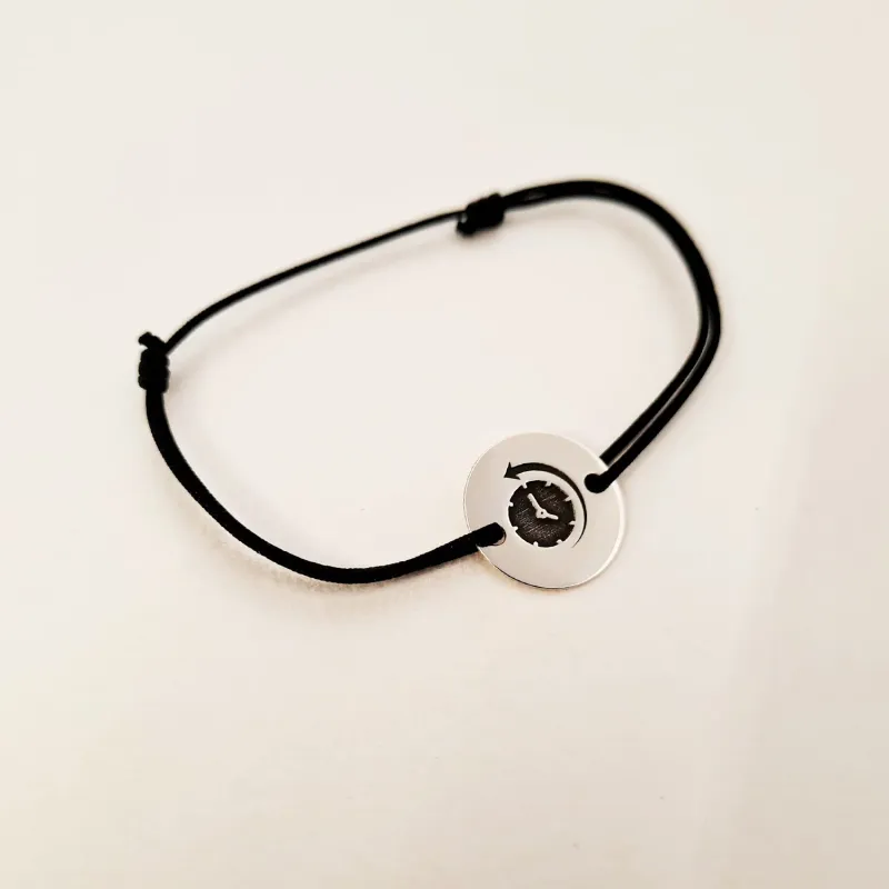 Bratara personalizata cu simbol materie scoala - Istorie - Banut de 15 mm cu snur reglabil - Argint 925 picture - 6