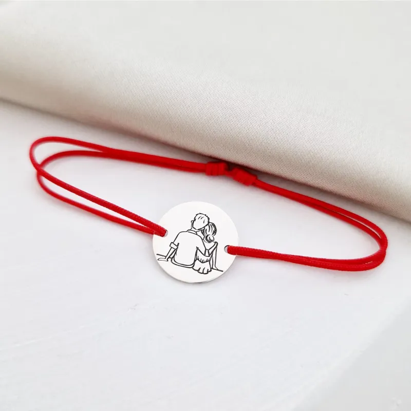 Bratara personalizata - cuplu - 2 prieteni - frate si sora - Argint 925, snur reglabil picture - 3