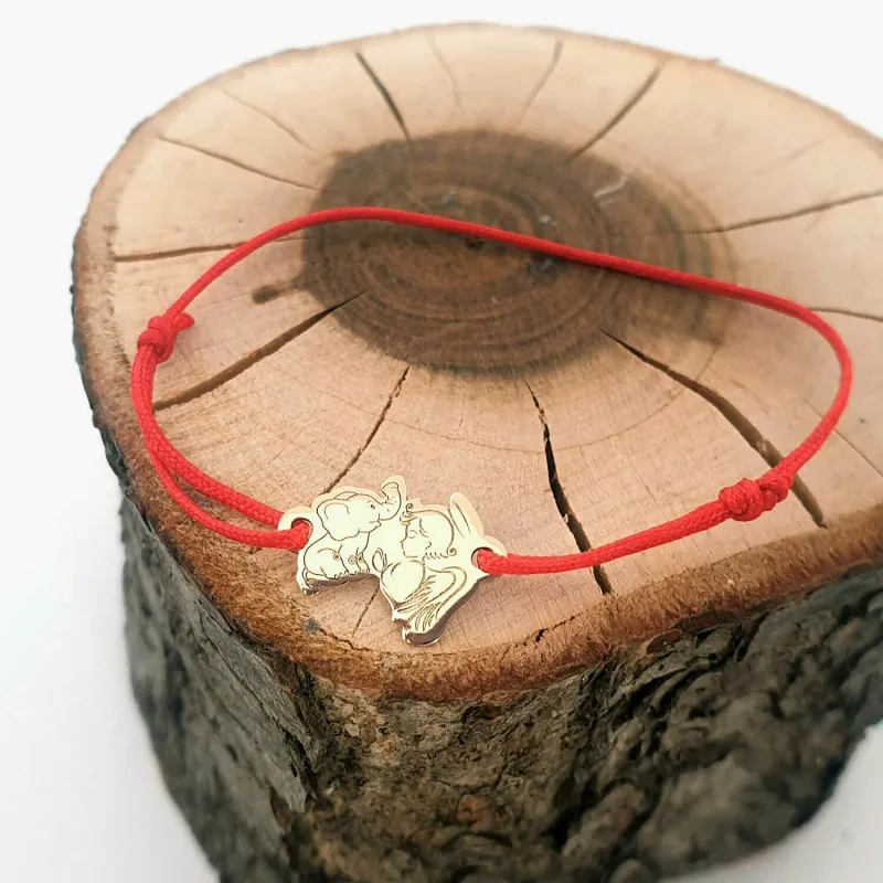 Bratara personalizata - Ingeras si elefant - Aur Galben 14K - snur reglabil picture - 6