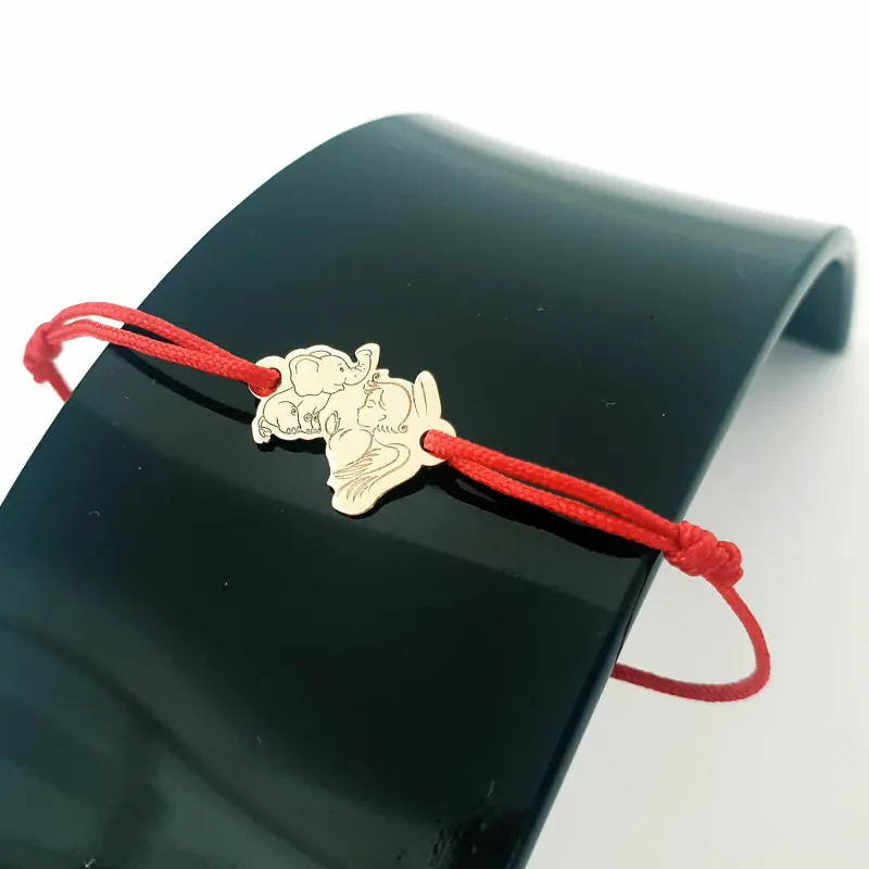 Bratara personalizata - Ingeras si elefant - Aur Galben 14K - snur reglabil picture - 7