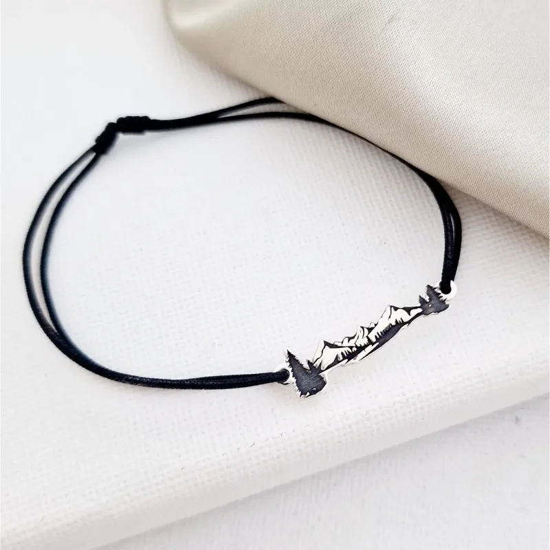 Bratara personalizata - Peisaj de munte - Argint 925 - Snur reglabil picture - 3