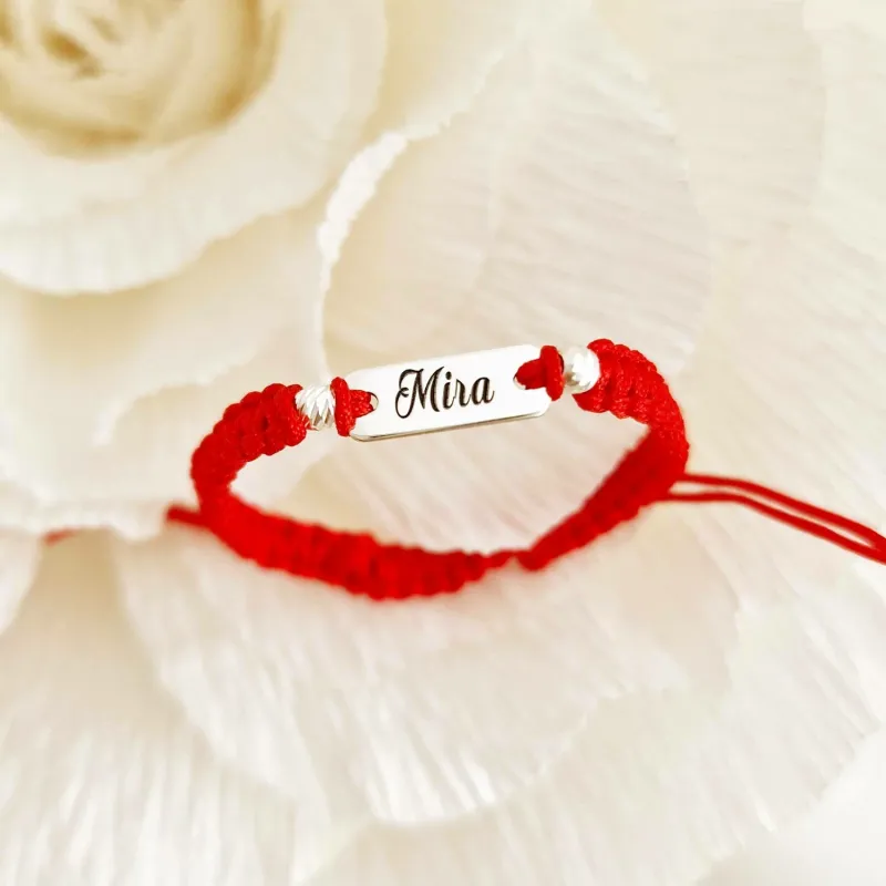 Bratara personalizata - Placuta cu 2 bilute 3 mm - Argint 925 - Snur impletit reglabil picture - 5