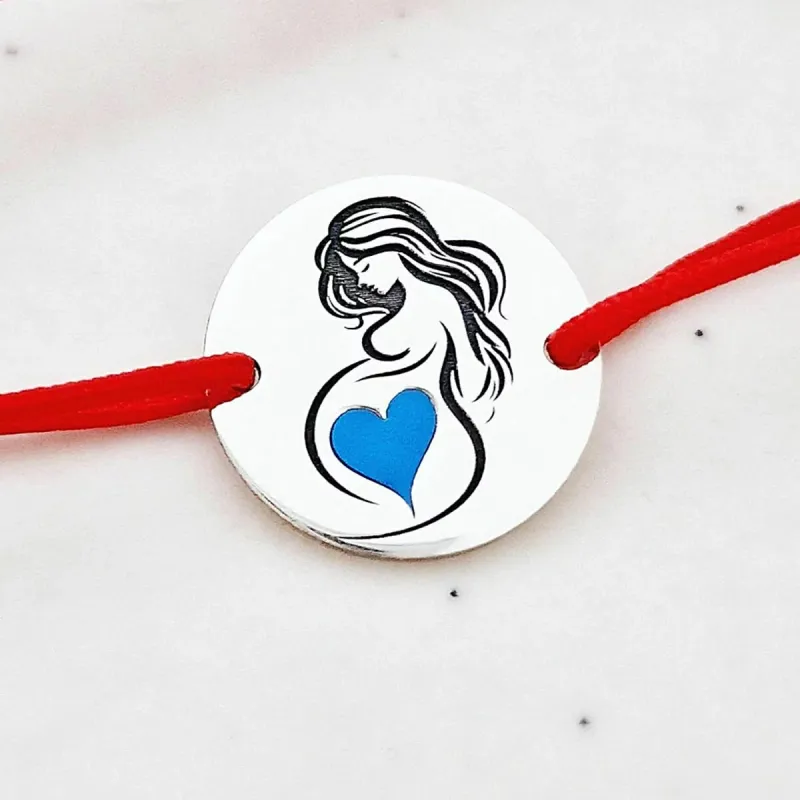 Bratara personalizata - Viitoare Mamica - Inimioara Decorata cu Email Albastru - Argint 925 - Snur reglabil picture - 3