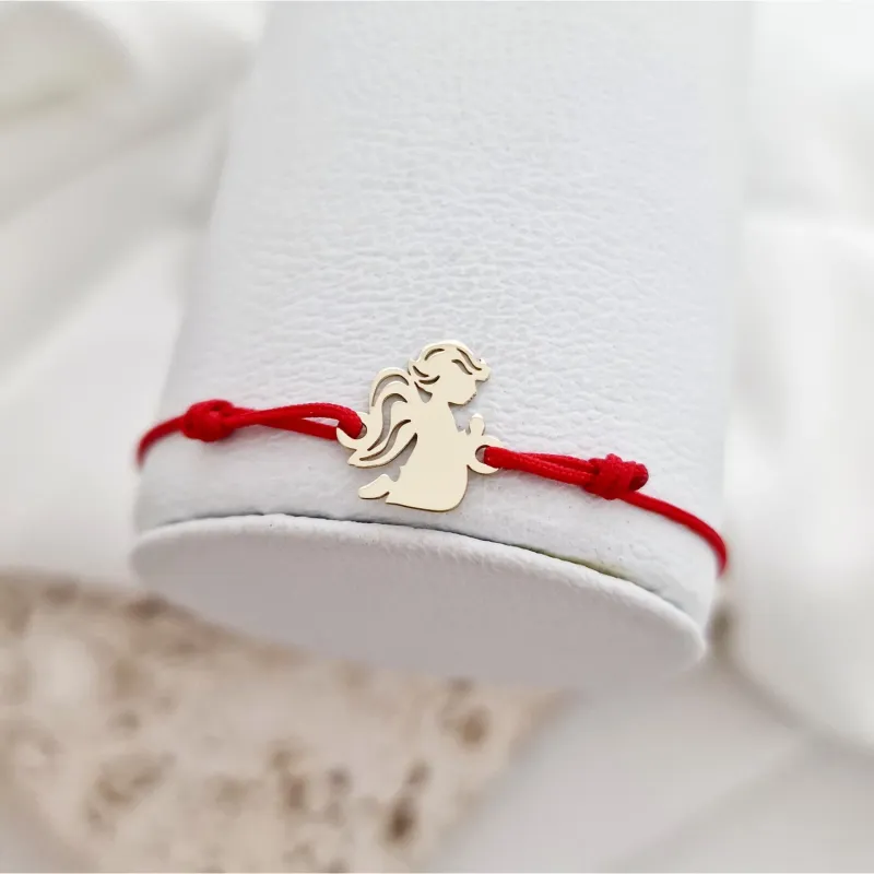Bratara protectoare - Inger, ingerasul meu - Aur Galben 14K - Snur reglabil, diverse culori picture - 2