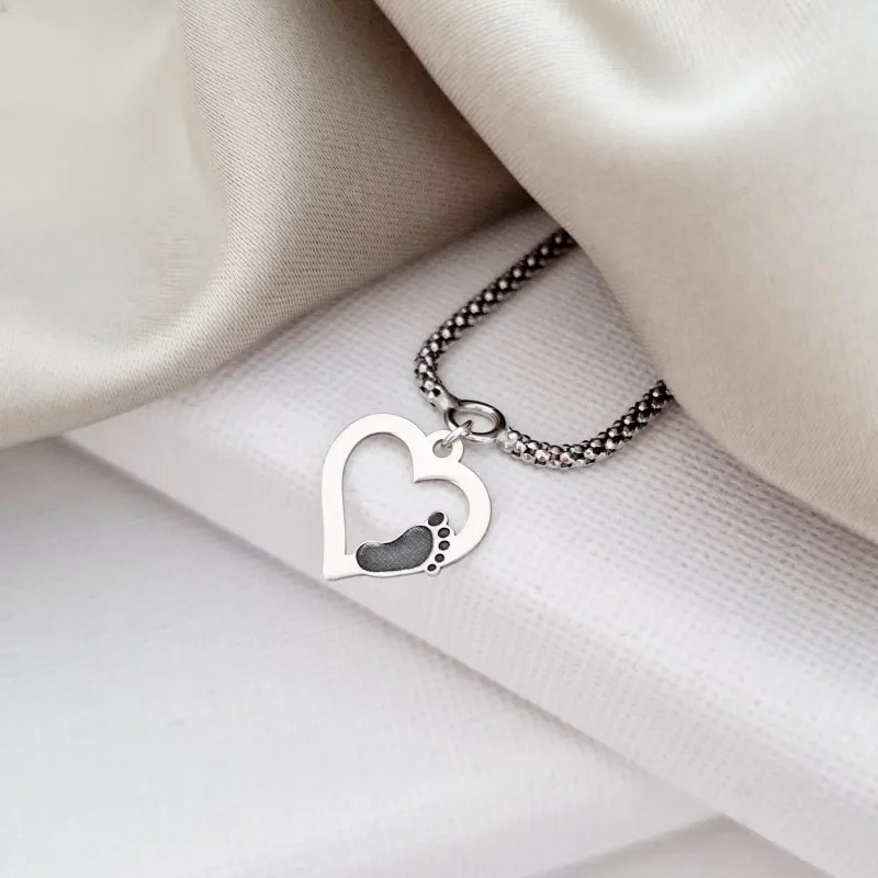 Bratara snake dama - Iubire materna - Charm contur inima cu piciorus - Argint 925 picture - 3