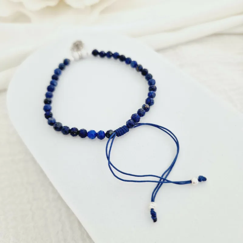 Bratara Vitalitate - Mana lui Fatima - Charm si bilute 2.5 mm din Argint 925 - Pietre semipretioase Lapis Lazuli & Howlit - Snur albastru picture - 3