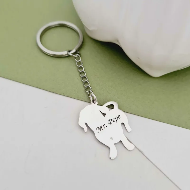 Breloc caine iubit - Personalizare cu poza - Argint 925 - Inel otel inoxidabil picture - 2
