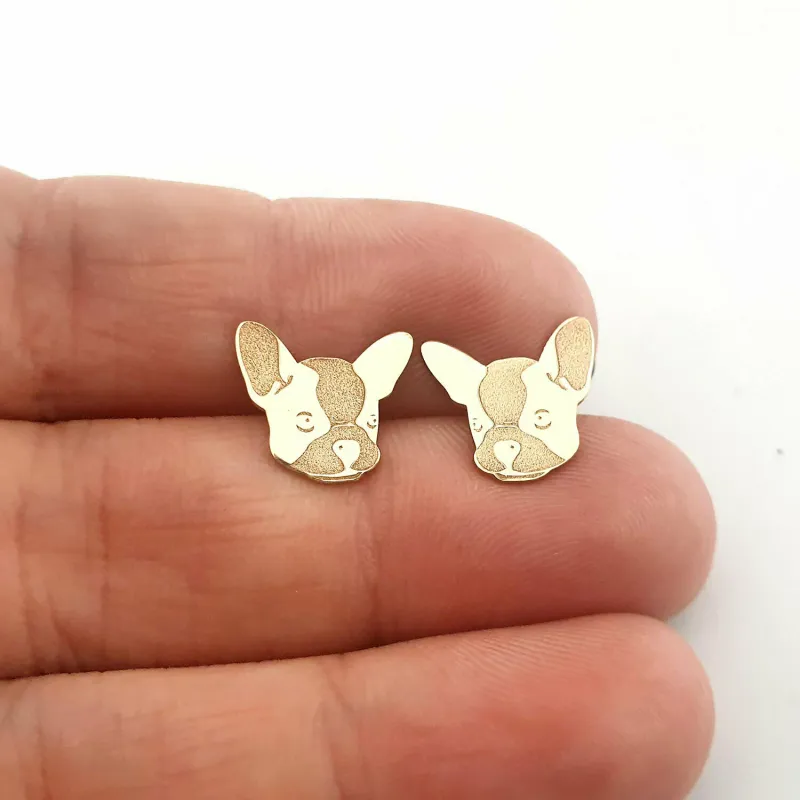 Cercei Bulldog - Aur Galben 14K - inchidere surub picture - 3