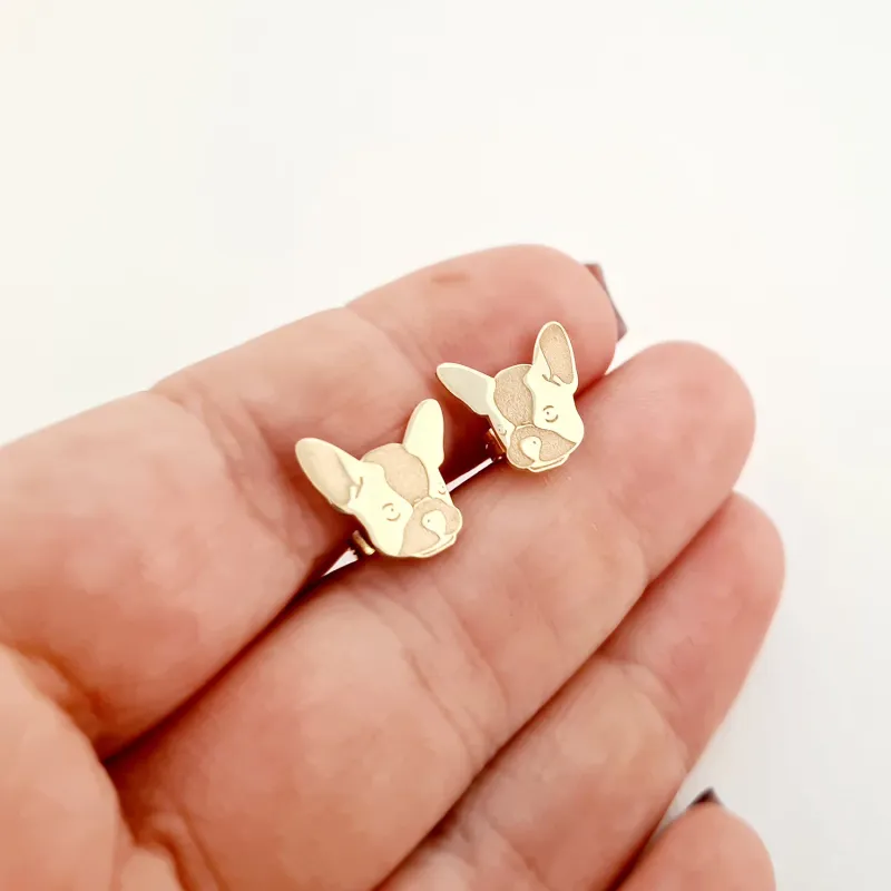 Cercei Bulldog - Aur Galben 14K - inchidere surub picture - 5