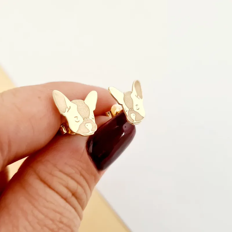 Cercei Bulldog - Aur Galben 14K - inchidere surub picture - 6