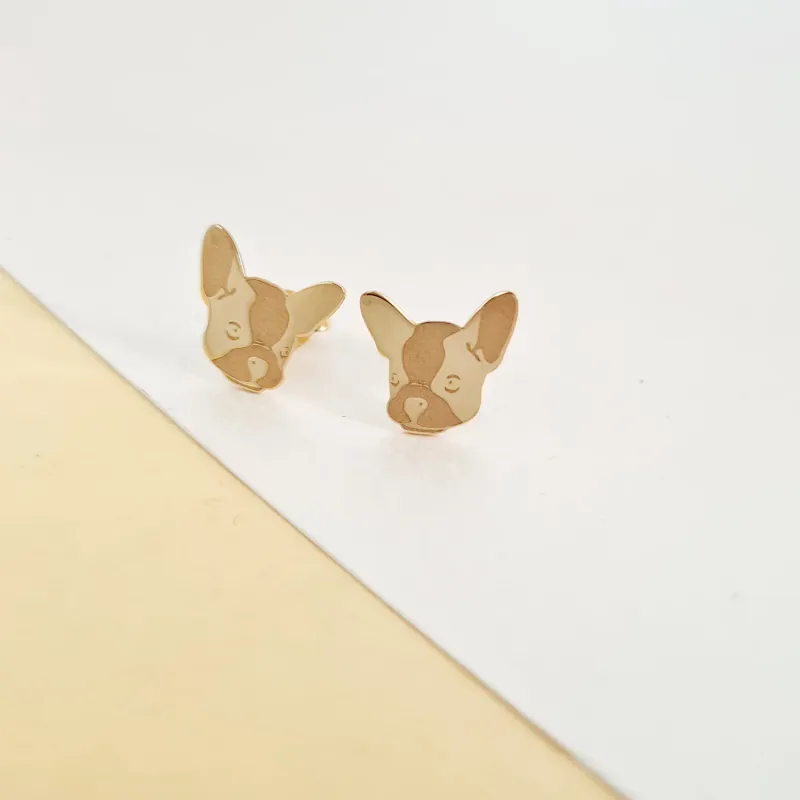 Cercei Bulldog - Aur Galben 14K - inchidere surub picture - 2