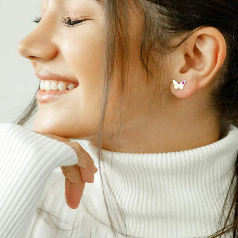 Cercei fluture - model simplu cu cristal Swarovski - Argint 925 - inchidere surub picture - 5