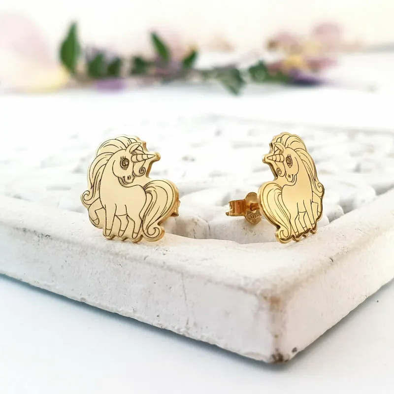 Cercei Unicorn - Aur Galben 14k - surub picture - 3